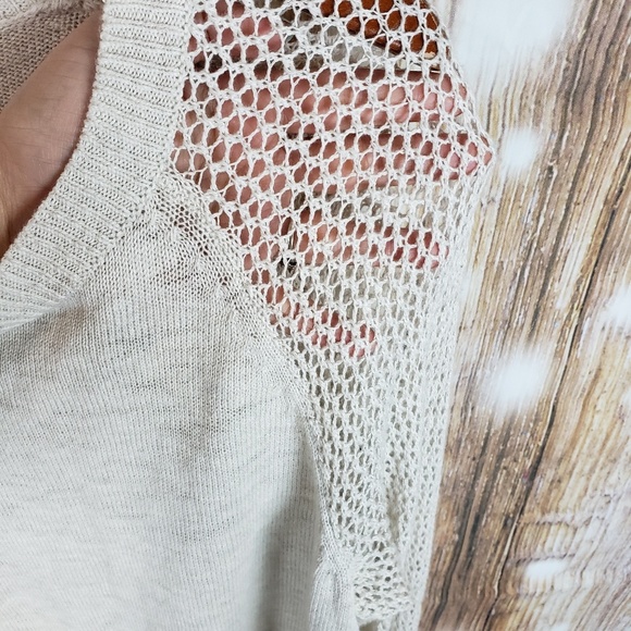 Mossimo Cropped Sweater Lightweight Top Net Sleeve - Picture 6 of 7